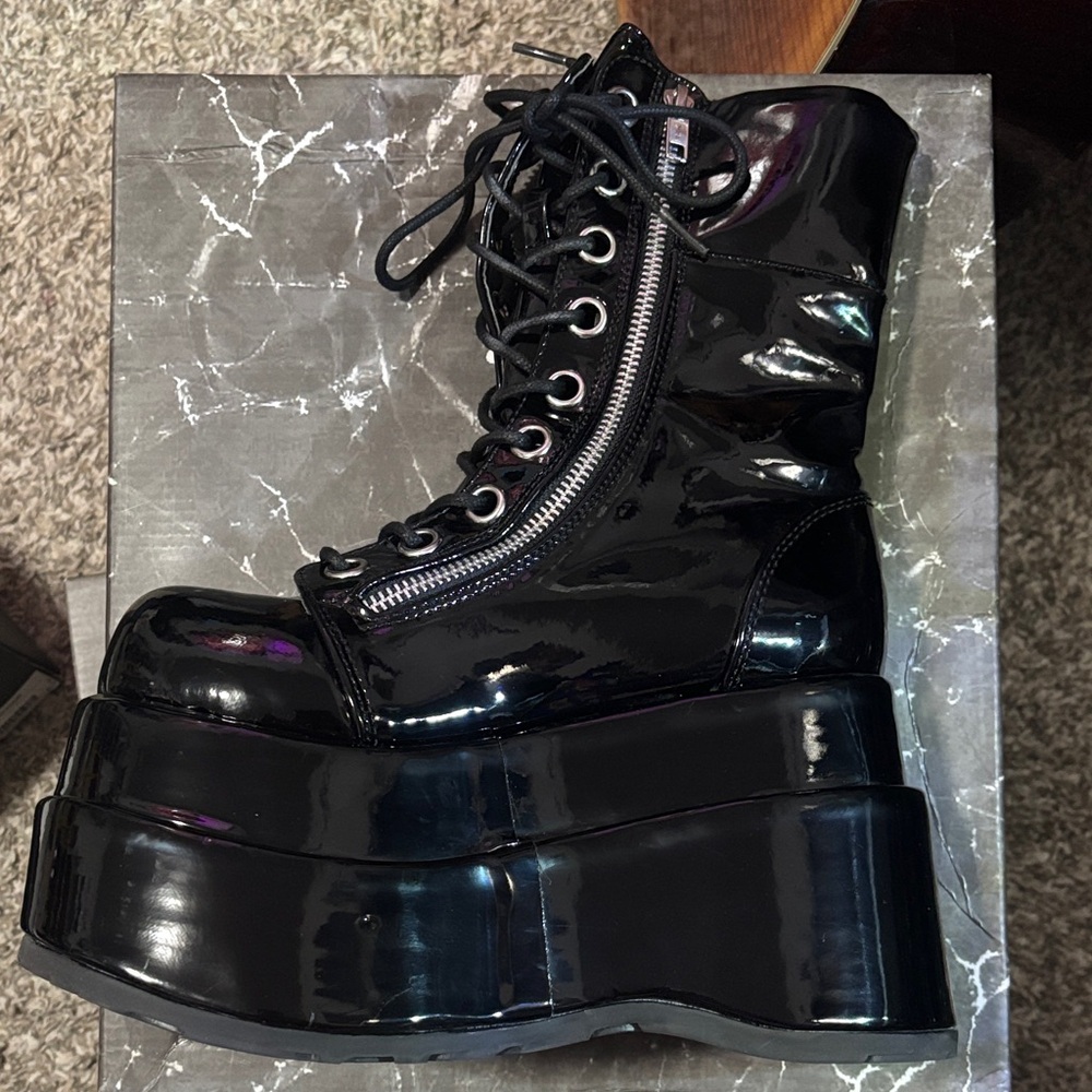 Demonia Bear-265 Black Patent Boots